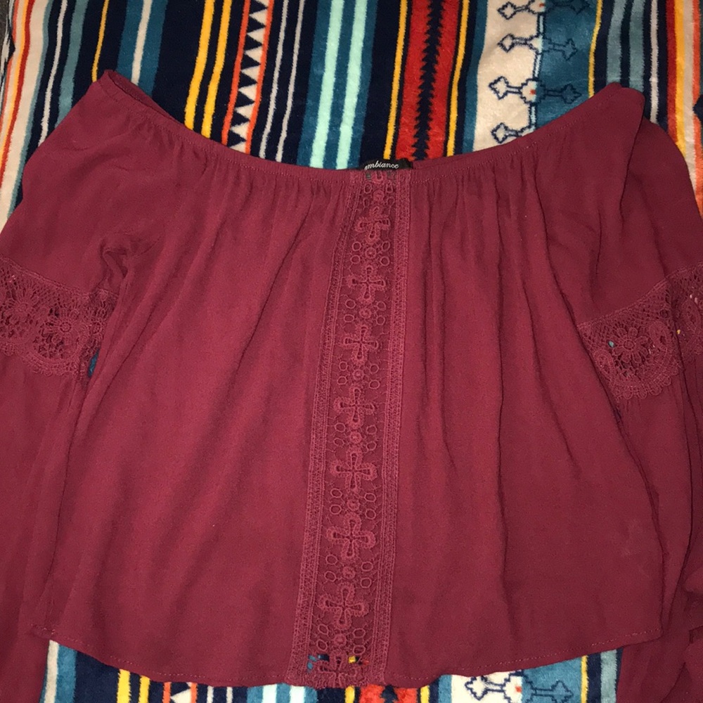 Burgundy Off-The-Shoulder Ambiance Size S Top